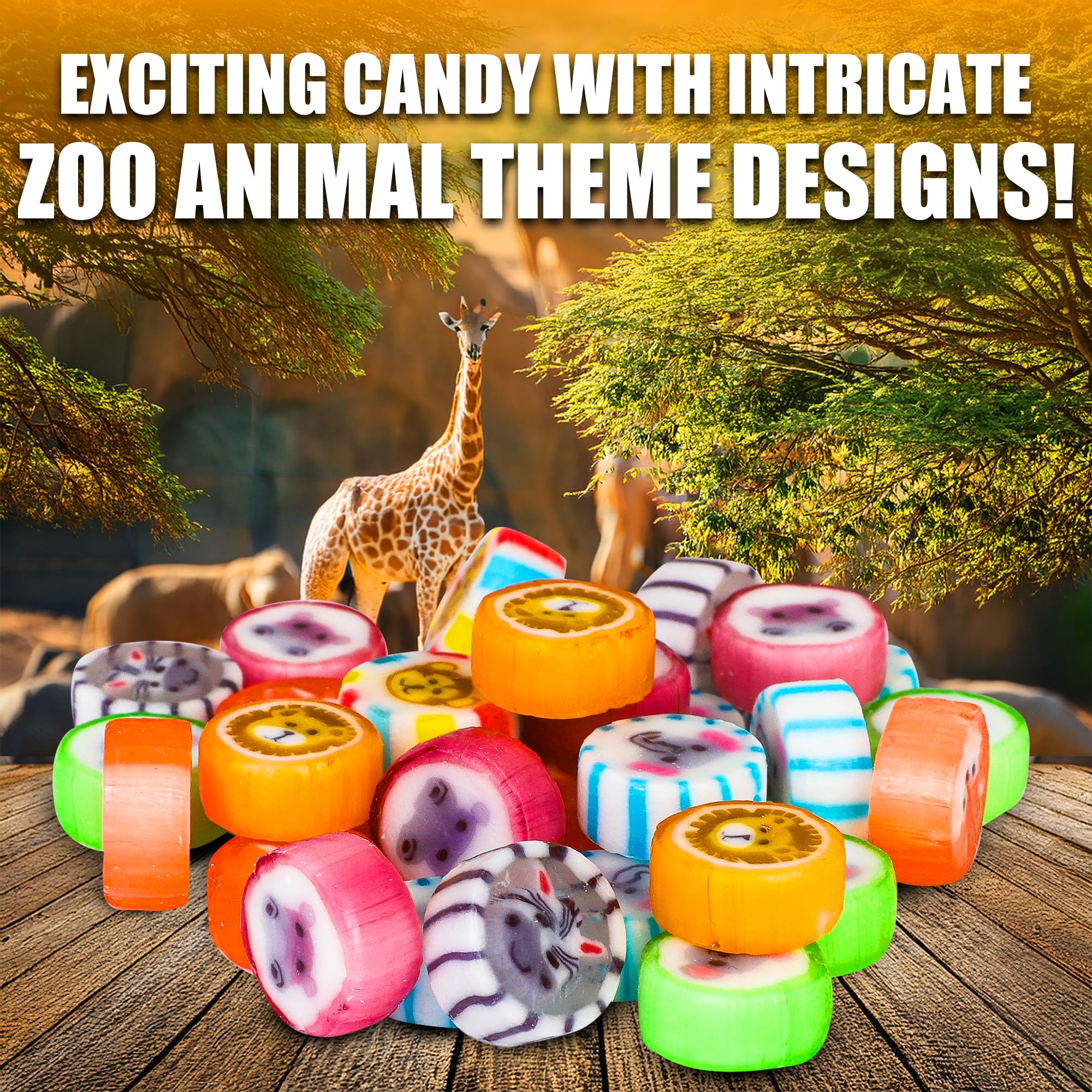 Animal Candy - Hard Candy Bulk 1 lb Bag of Individually Wrapped Small Hard Candies Assortment - Great for Office Candy - Safari Party Favors - Cute