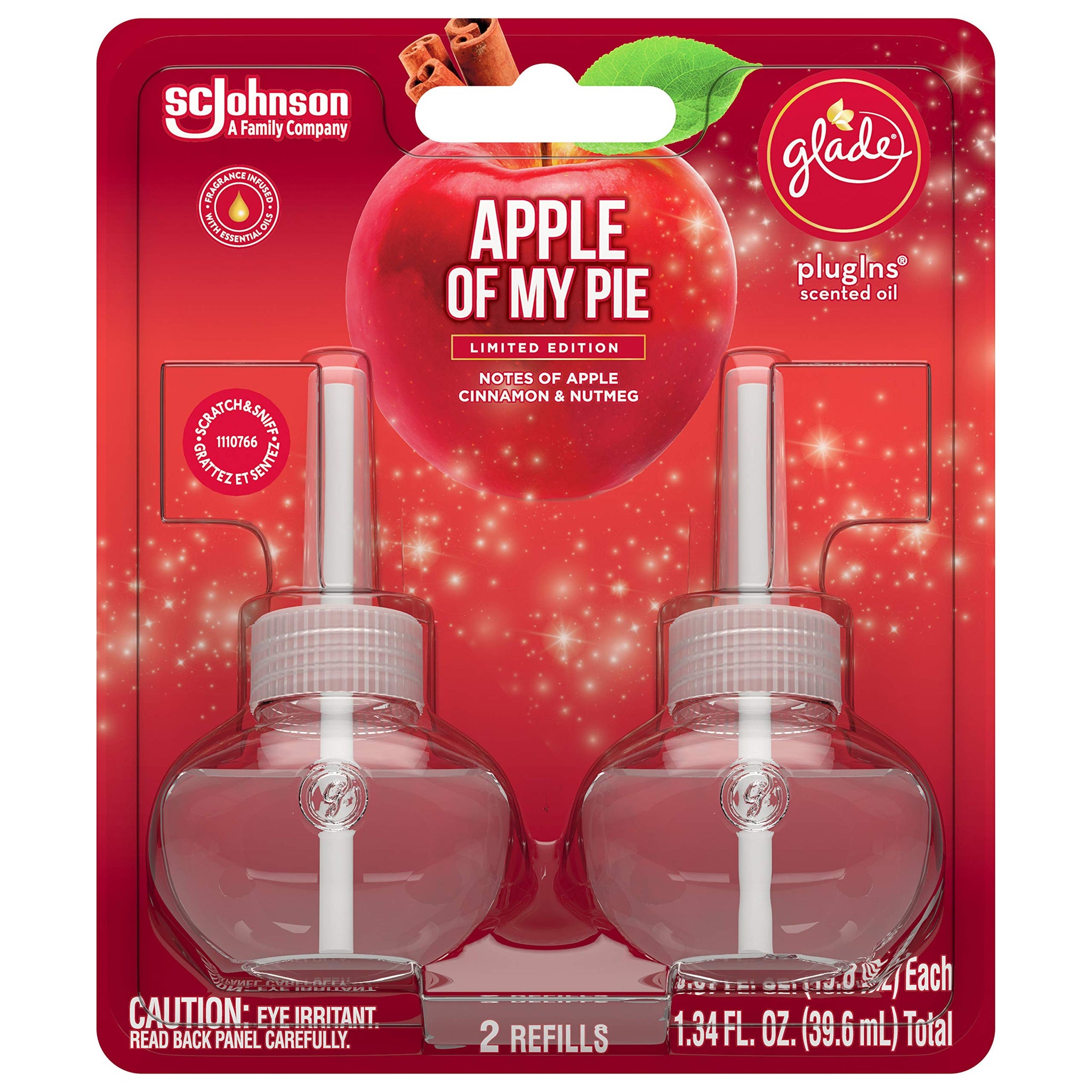 Glade Plugins Scented Oil Refills - Apple of My Pie - Holiday Collection 2020-2 Count Oil Refills Per Package - Pack of 2 Packages