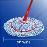 O-Cedar MicroTwist MAX Microfiber Twist Mop with 1 Extra Refill | Features Hands-Free Wringing | Extra Large 18-Inch Mop Head | Safe on All Floor