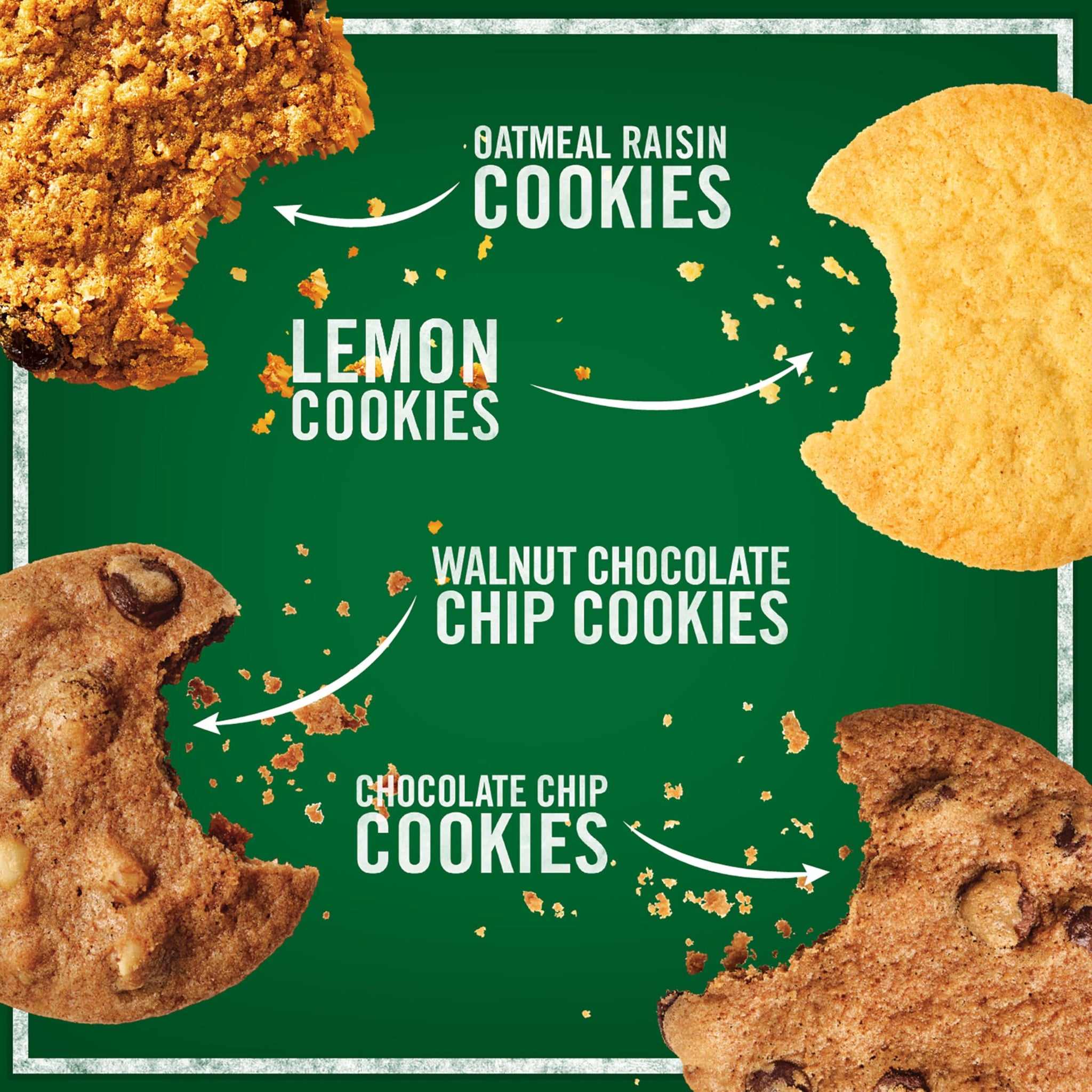 Tate's Bake Shop Cookies Variety Pack, Oatmeal Raisin Cookies, Chocolate Chip Cookies, Lemon Cookies & Chocolate Chip Walnut Cookies, 4 - 7 oz Bags