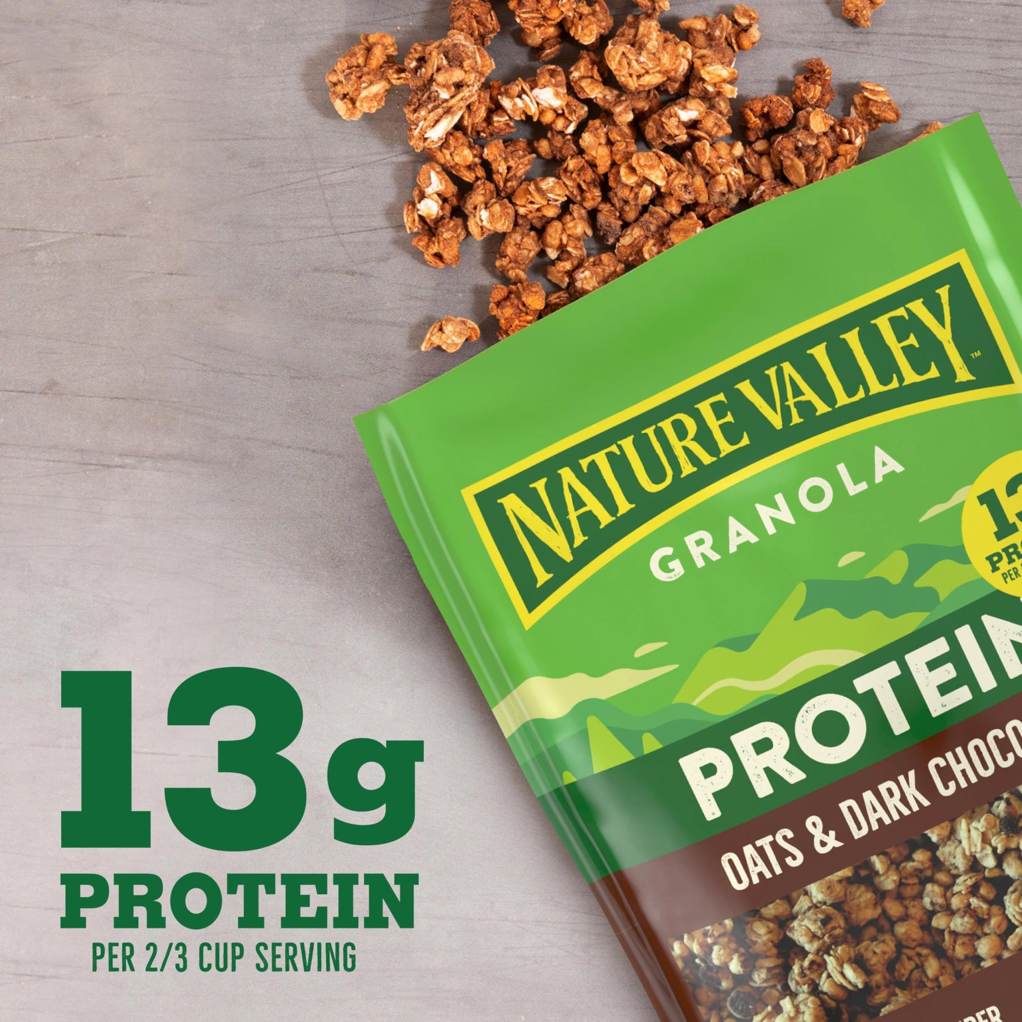 Nature Valley Protein Granola, Oats and Dark Chocolate Granola, Resealable Snack Pouch, 11 oz