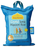 Asian Kitchen Crystal Sona Masoori Aged Rice 4-Pound Bag, 4lbs (1.81kg) Short Grain Rice ~ All Natural | Gluten Friendly | Vegan | Kosher | Indian