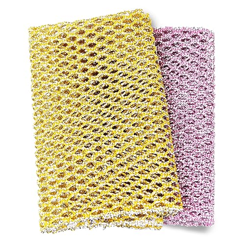 Heavy Duty Dish Scrubbers, Non-Scratch Scouring Pads - Odorless & Long Lasting Mesh Dish Cloth - Replace Sponges - Kitchen, Floor and Bathroom Usage
