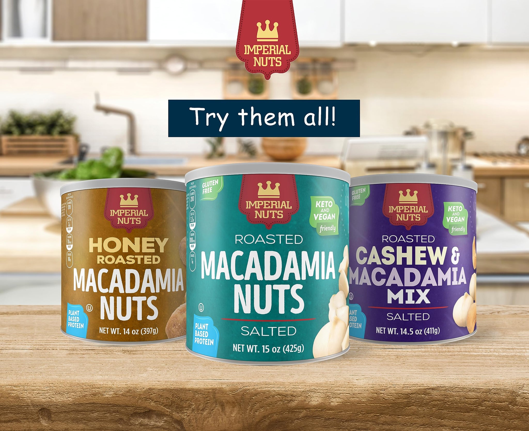 Imperial Nuts - Macadamia Nuts Oil Roasted Roasted | Gluten Free, Vegan and Keto Friendly Food | Plant Based Protein, Delicious Buttery Taste | Kosher