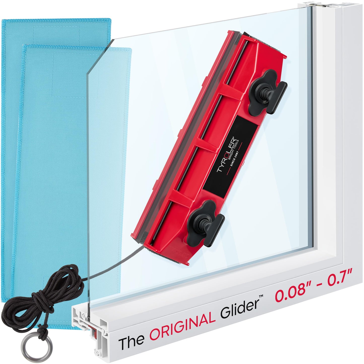 Tyroler Outside Magnetic Window Cleaner Tool | The Glider D-2 AFC Double-Sided Window Cleaners Tool Fits Windows 0.1"-0.7" Thick | Magnet Window