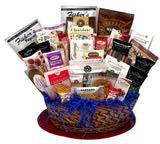 Gourmet Gift Basket for Women, Kids, Clients, Birthday, Sympathy, Holidays - with Assorted Chocolate, Cookies, Snacks, and More - Beautifully Wrapped