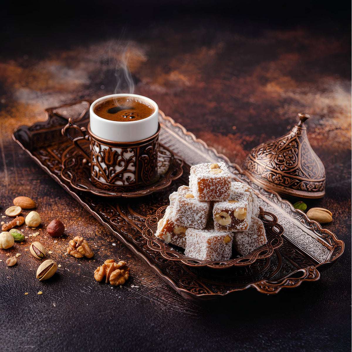Me?hur Safranbolu Lokumcusu Turkish Delight Pistachios, Hazelnuts and Almonds: Gourmet Candy & -Snack Lovers, Turkish Delight Candy Gift Box, Covered