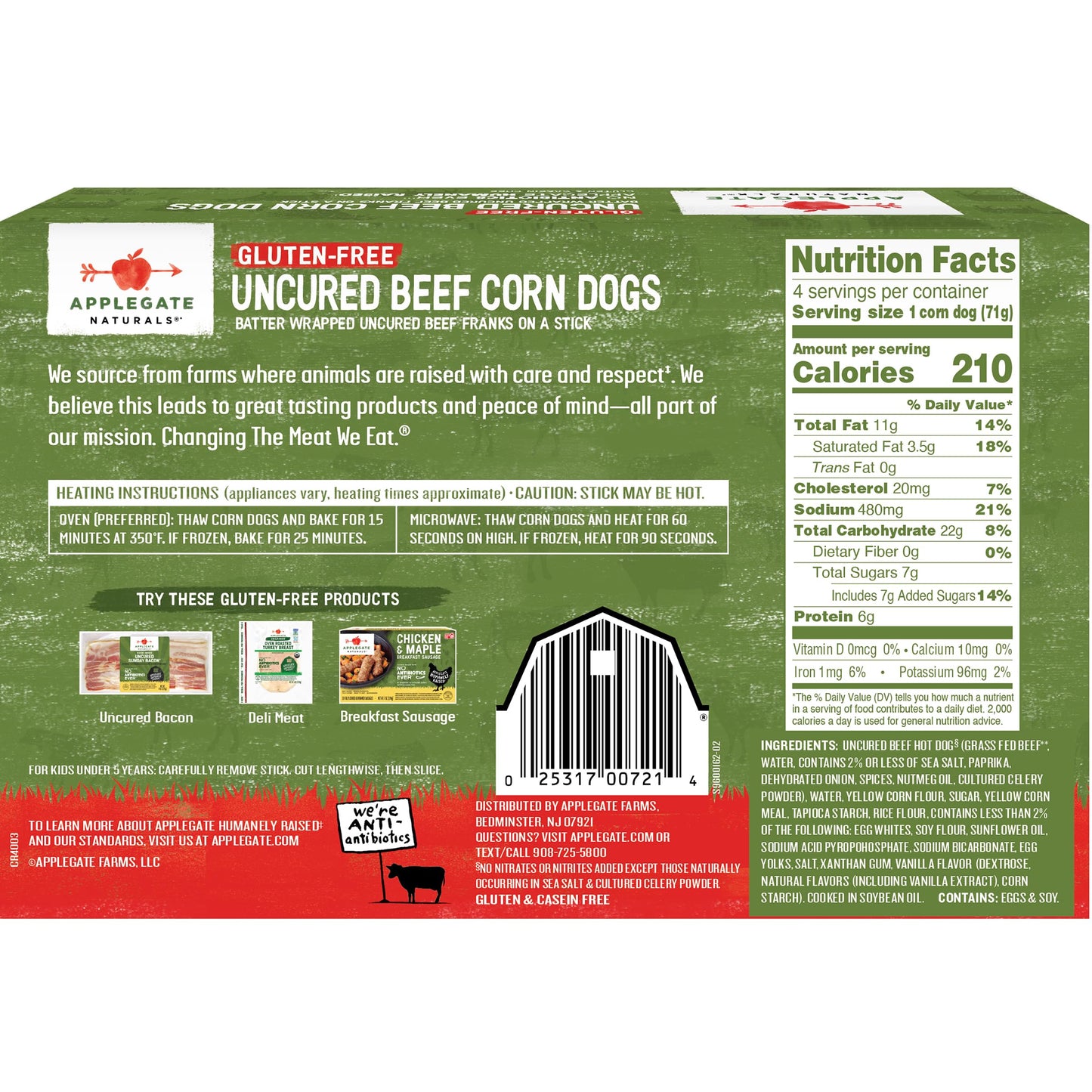 Applegate, Natural Gluten-Free Corn Dogs, 10oz (Frozen)