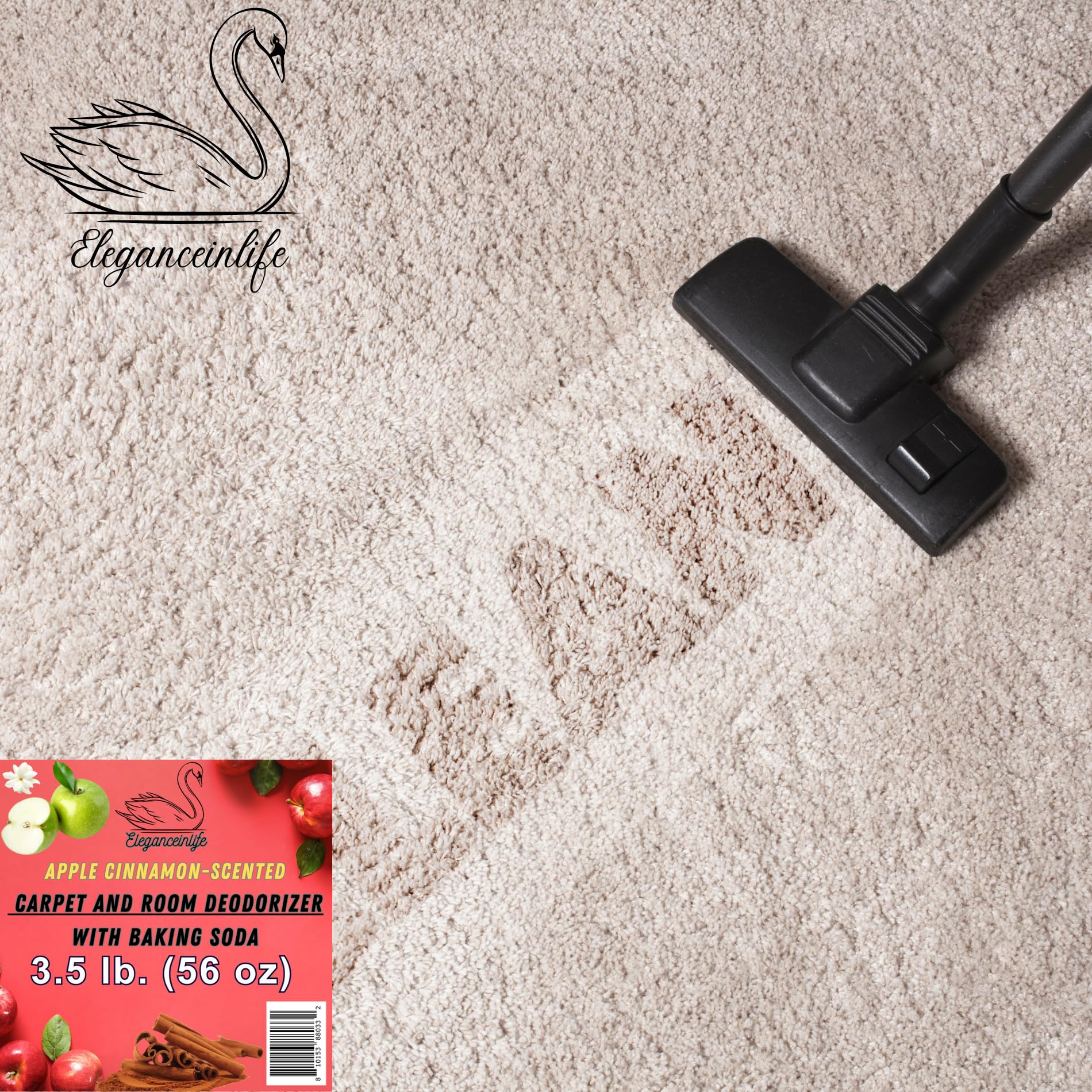 Eleganceinlife Apple Cinnamon-Scented Carpet and Room Deodorizer with Baking Soda, 3.5 lb. (56 oz)