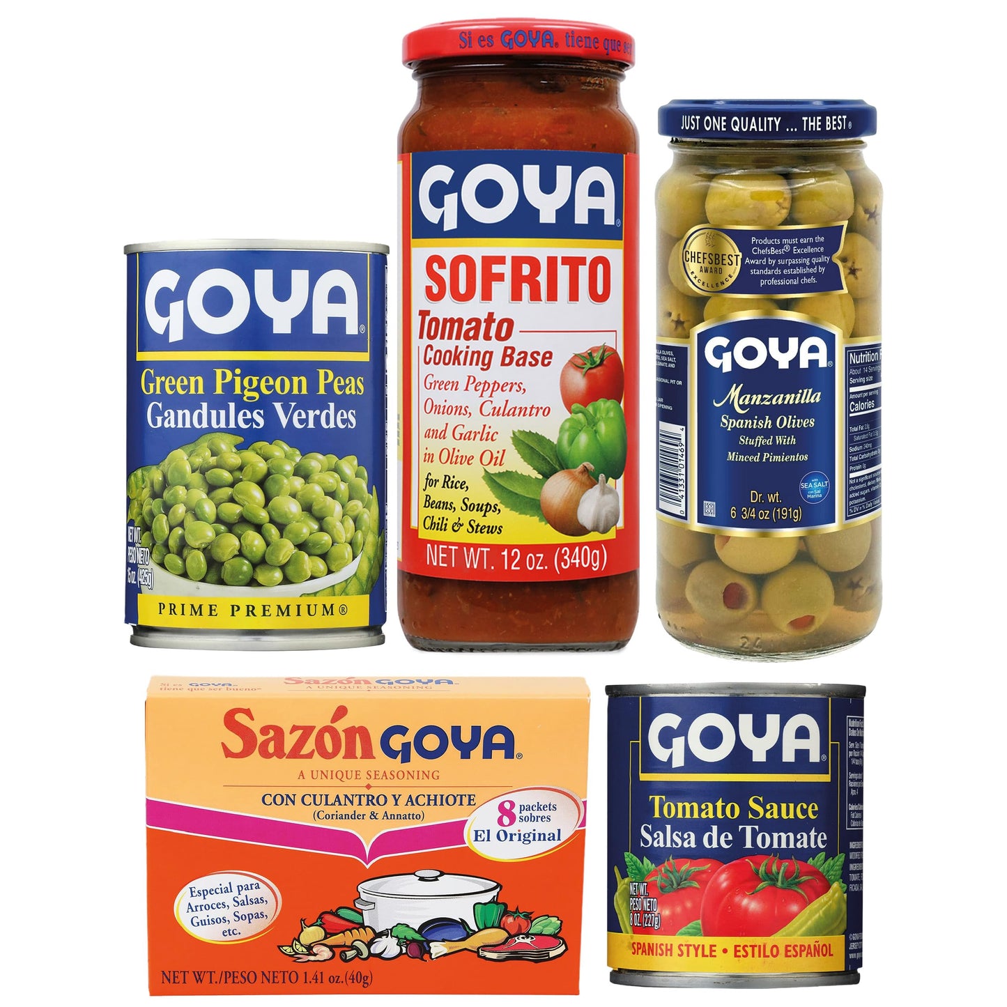 Goya Puerto Rican Pantry Essentials Pack of 5, Sofrito Tomato Cooking Base