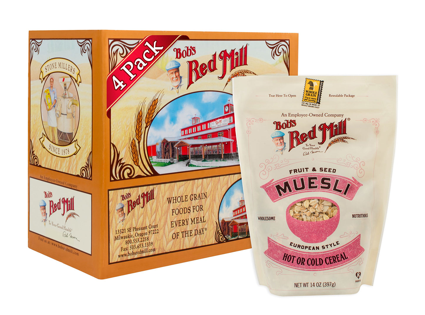 Bob's Red Mill Fruit & Seed Muesli, 14oz (Pack of 4) - Non GMO, Whole Grain, Kosher
