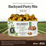 Belmont Peanuts Backyard Party Mix, 18 oz (Pack of 1) | Butter Toffee Peanuts, Wasabi Peas, Cashews, Corn & Rice Sticks, Pecans, Pretzels | Simple