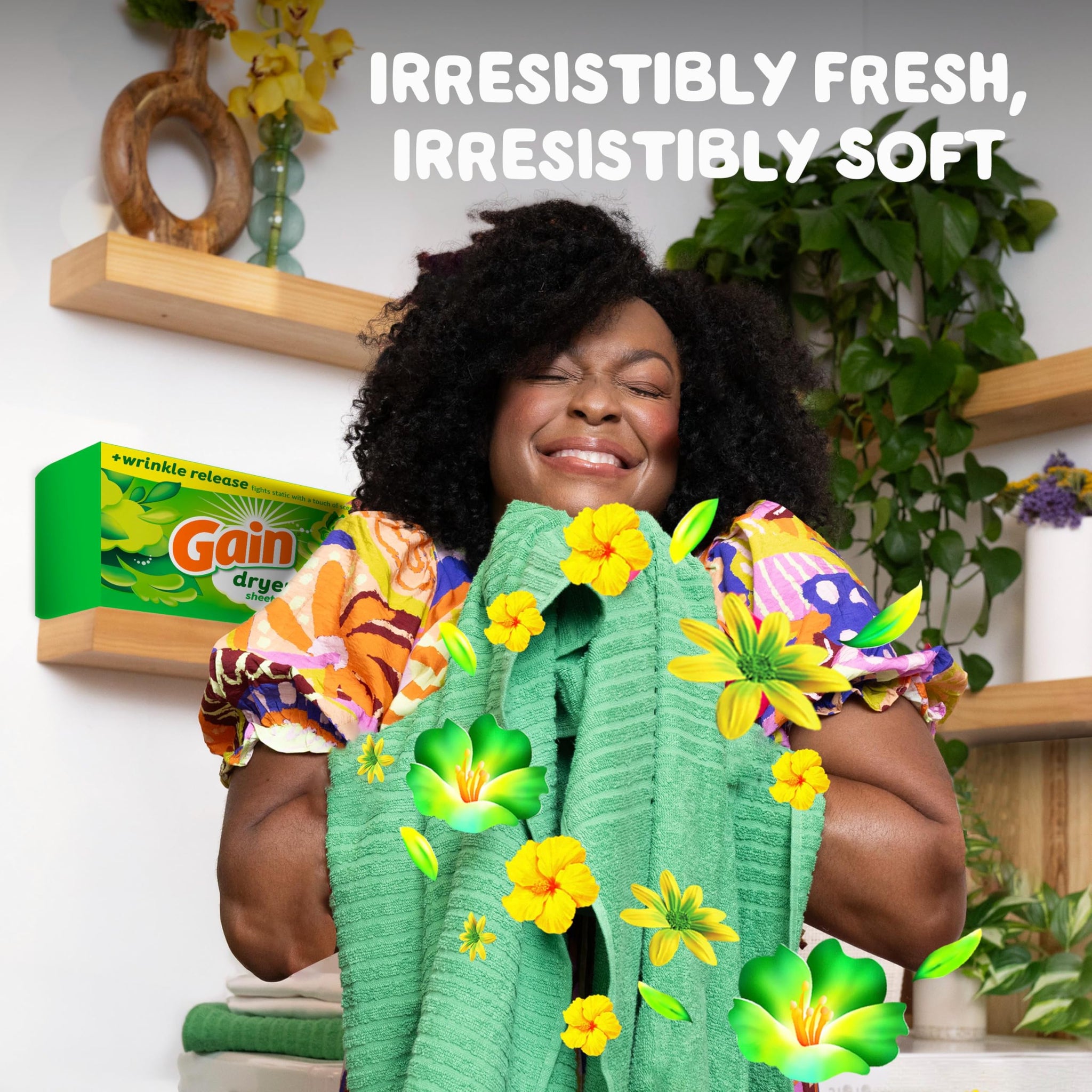 Gain dryer sheets Plus Wrinkle Release, Original Scent, 105 Count, Fights static with a touch of scent, laundry sheets