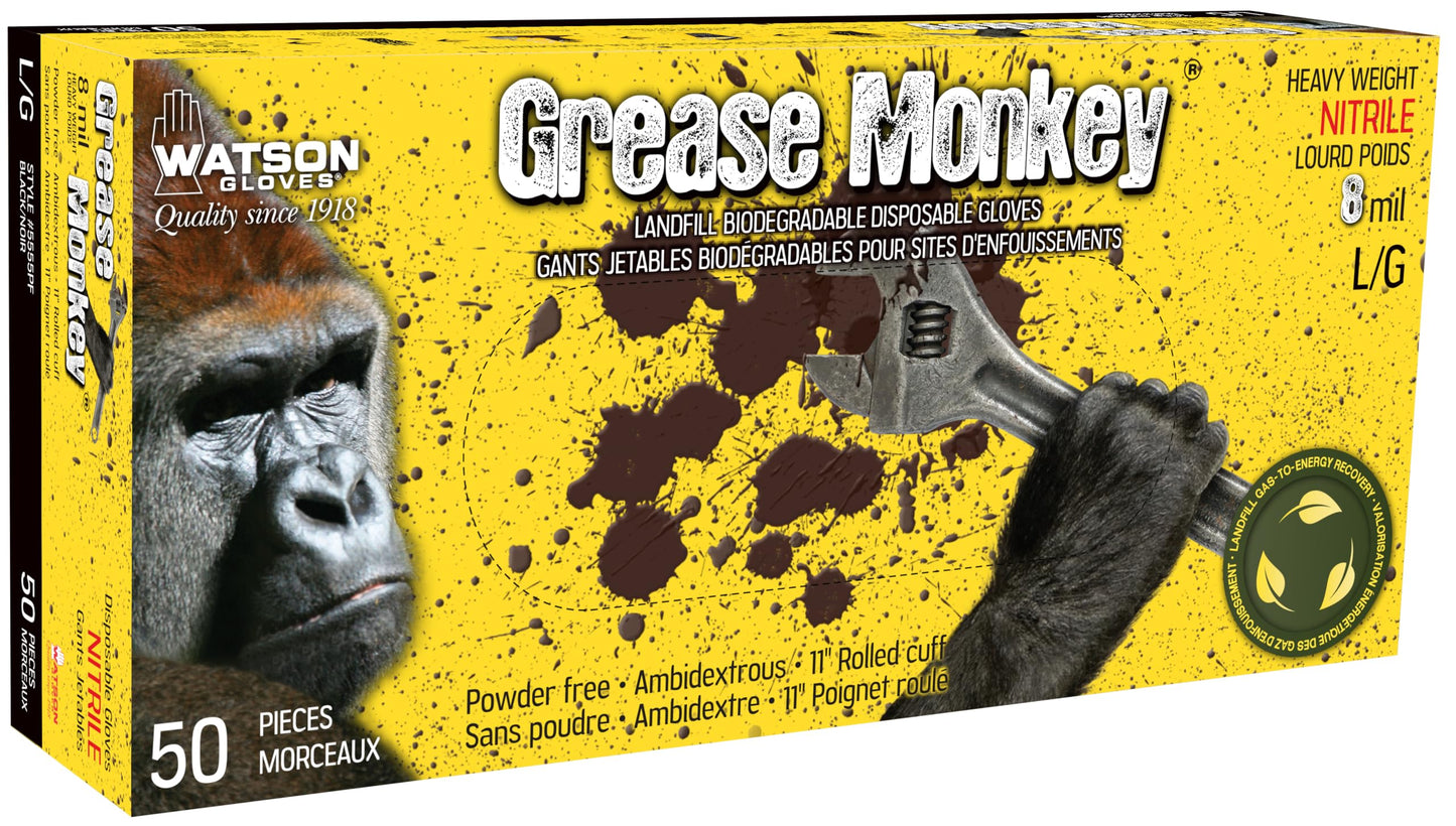 50 Pack Men's Extra Large Black Grease Monkey Nitrile Disposable Gloves
