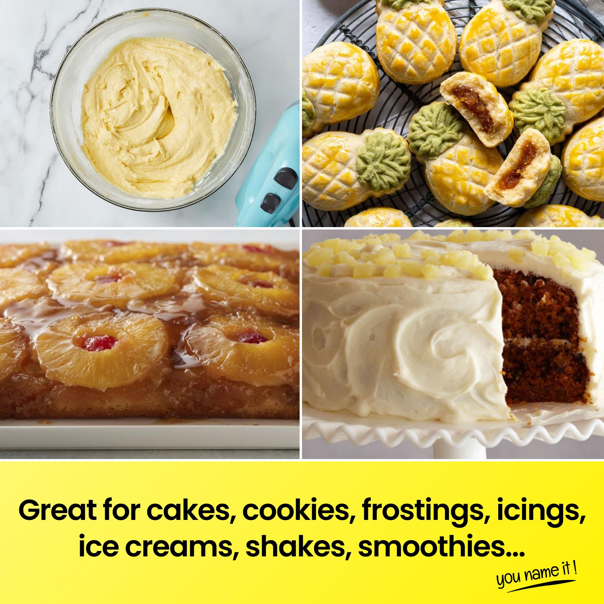 LorAnn Pineapple Bakery Emulsion, 4 oz - Intense Pineapple Flavor Extract for Baking, Cookies, Frosting, Ice Cream, Pineapple Pie, Smoothies