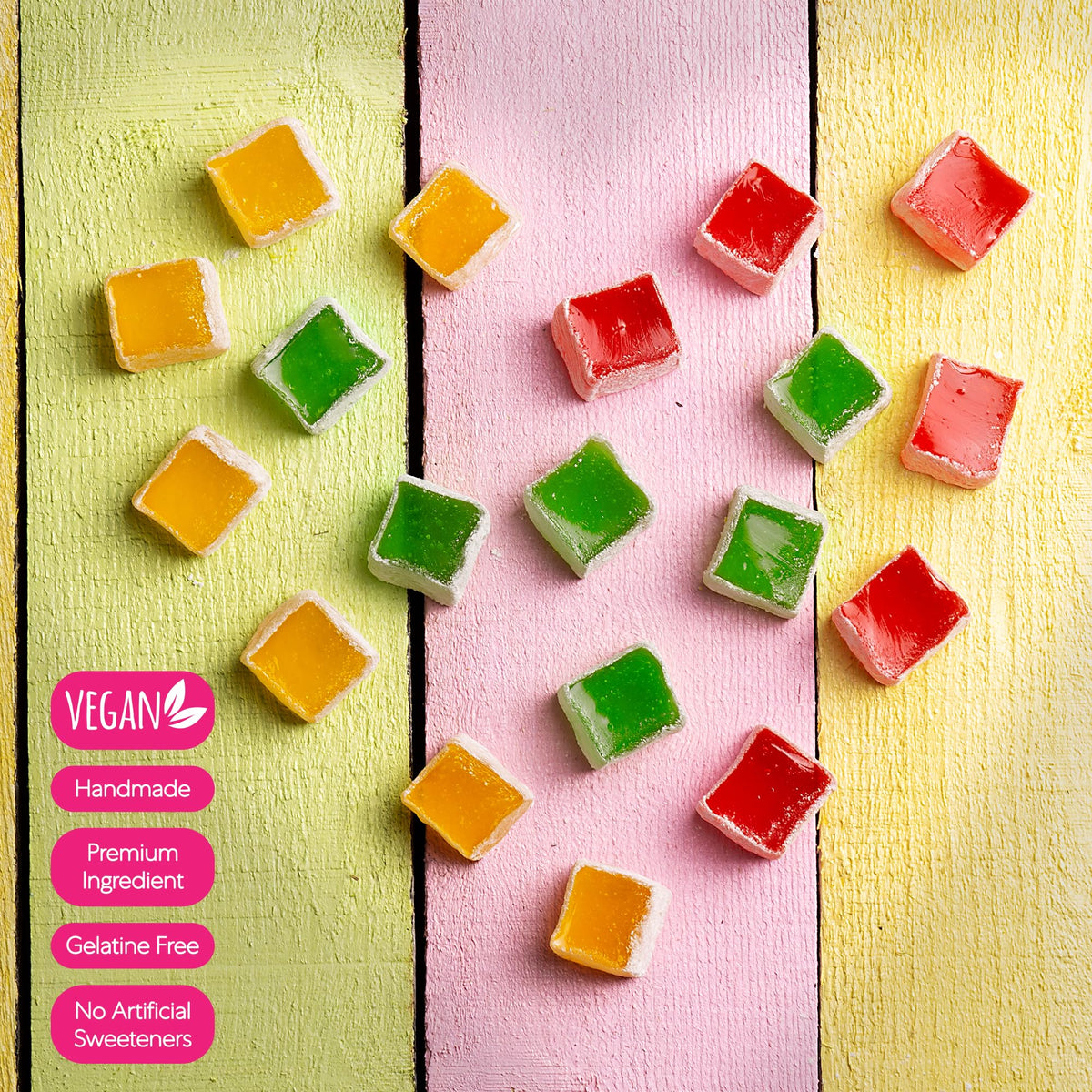 HazerBaba Assorted Turkish Delight Candy, Rose, Lemon, Mint 16oz(Pack of 1)