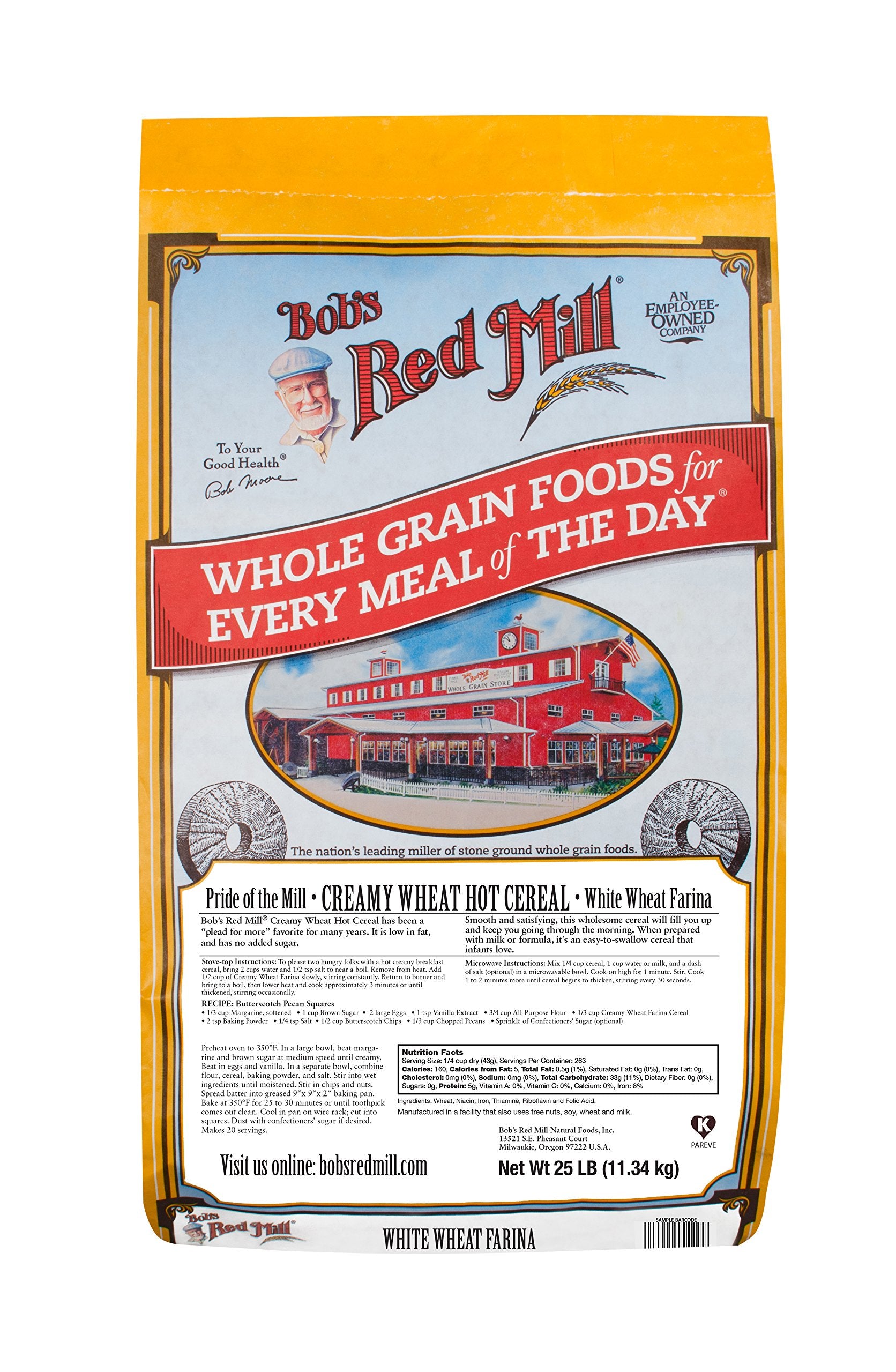 Bob's Red Mill Creamy Wheat Farina Hot Cereal, 25 Pound
