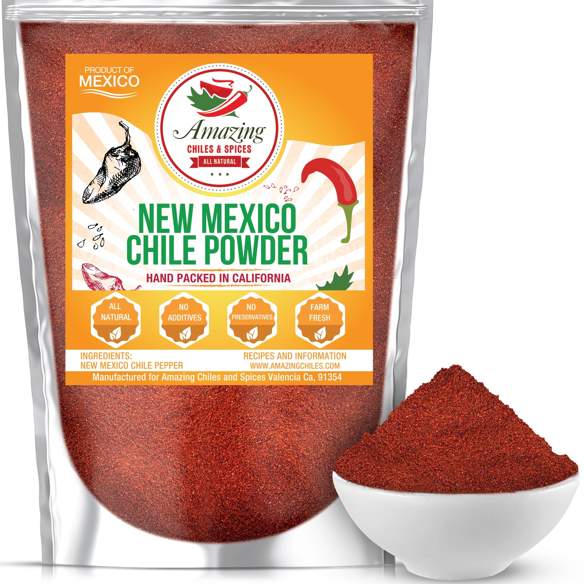 New Mexico Chili Powder (4oz) - Natural and Premium. Great For Stews, Soups, Meat Rubs, Salsa, Enchiladas and More. Moderate Heat. By Amazing Chiles