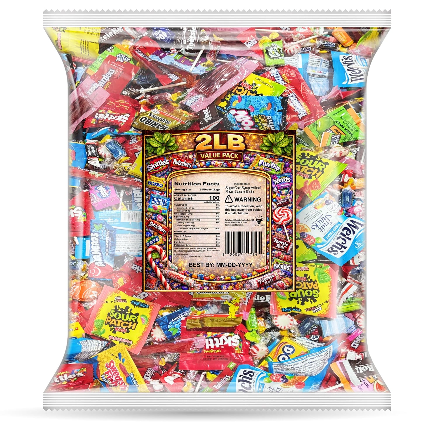 Ultimate Assorted Candy Mix 2 LB Bulk - Individually Wrapped Candy Variety Pack for Candy Bowl, Office Snacks, Party Favors, Piñata Fillers, Halloween