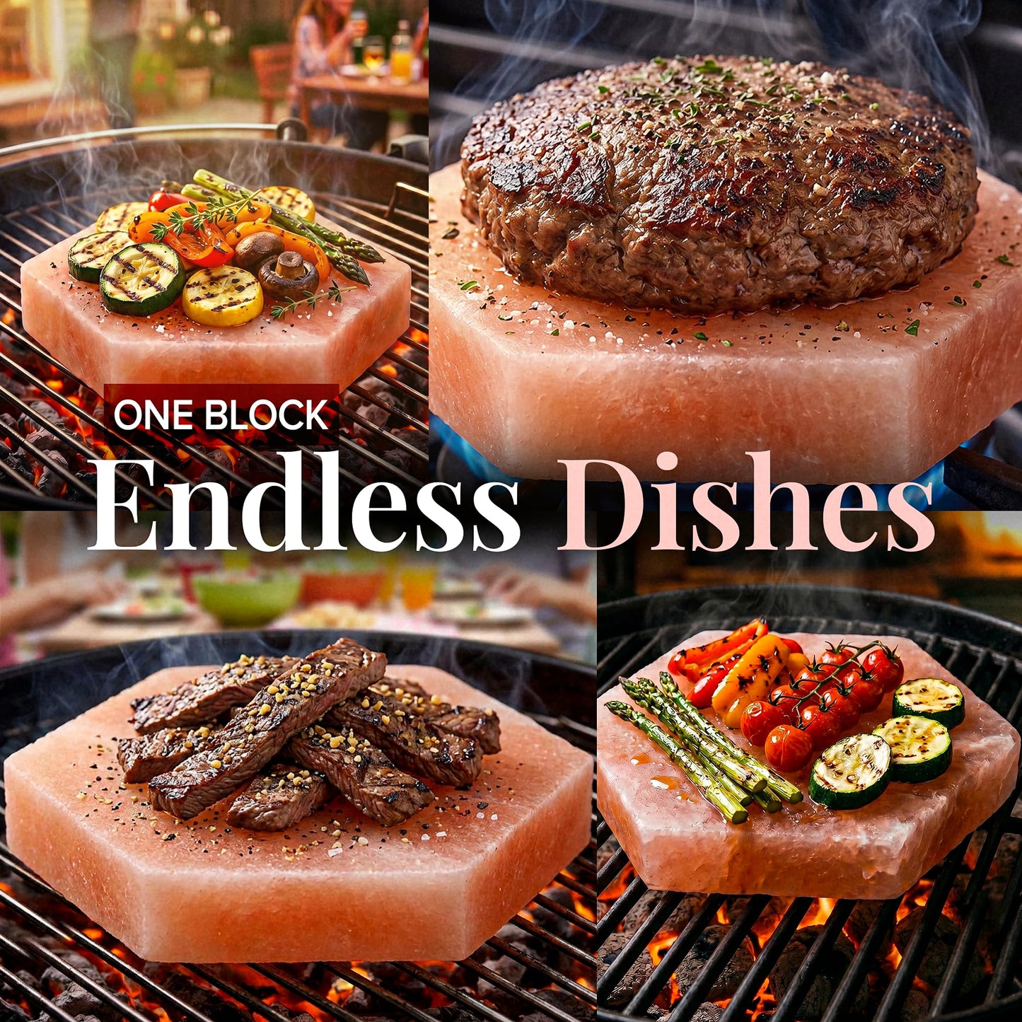 UMAID Himalayan Salt Block 4-Pack 6-in Hexagon for Grilling & Serving