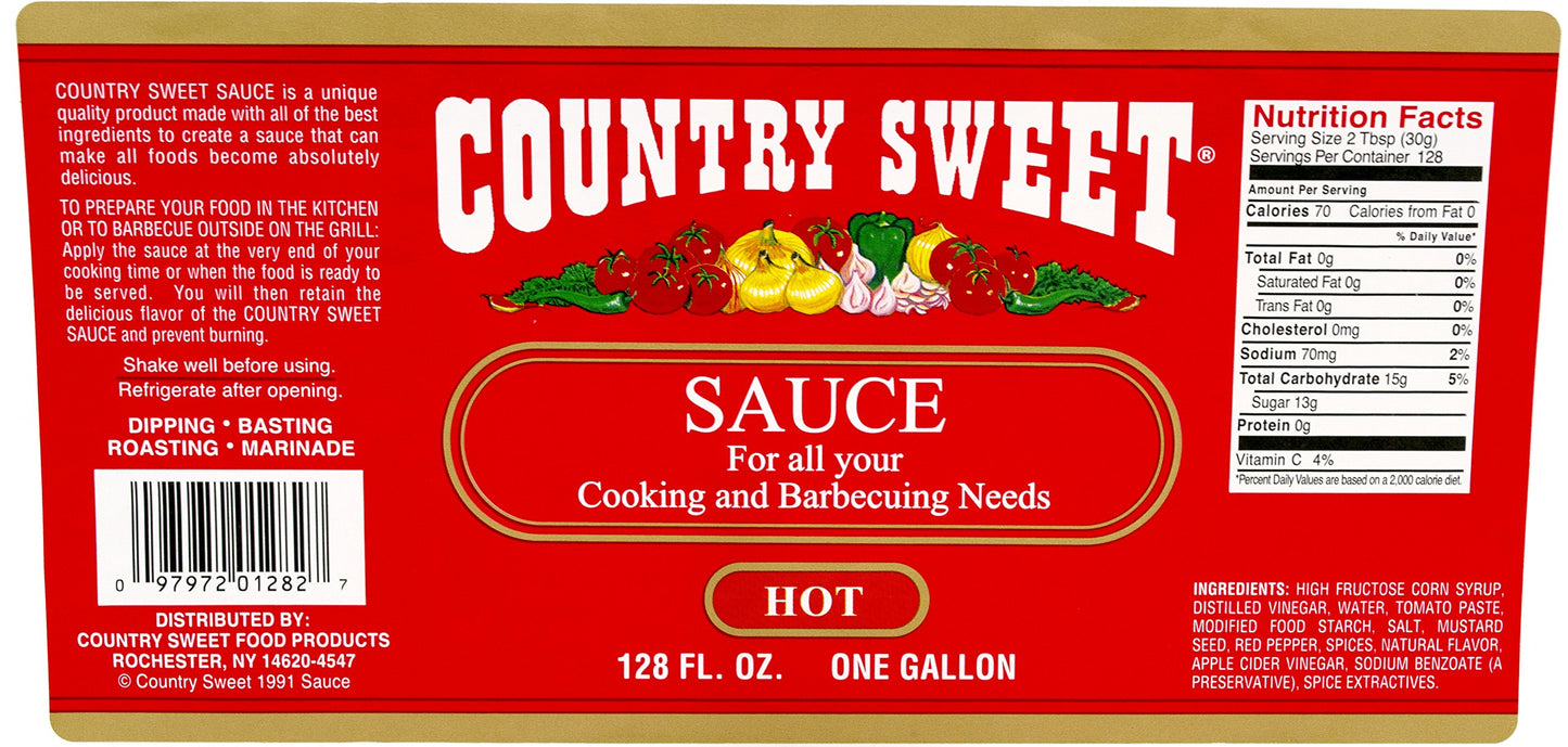 Country Sweet Sauce - Premium Cooking and Finishing Sauce (Hot, 1 Gallon/128 ounces)