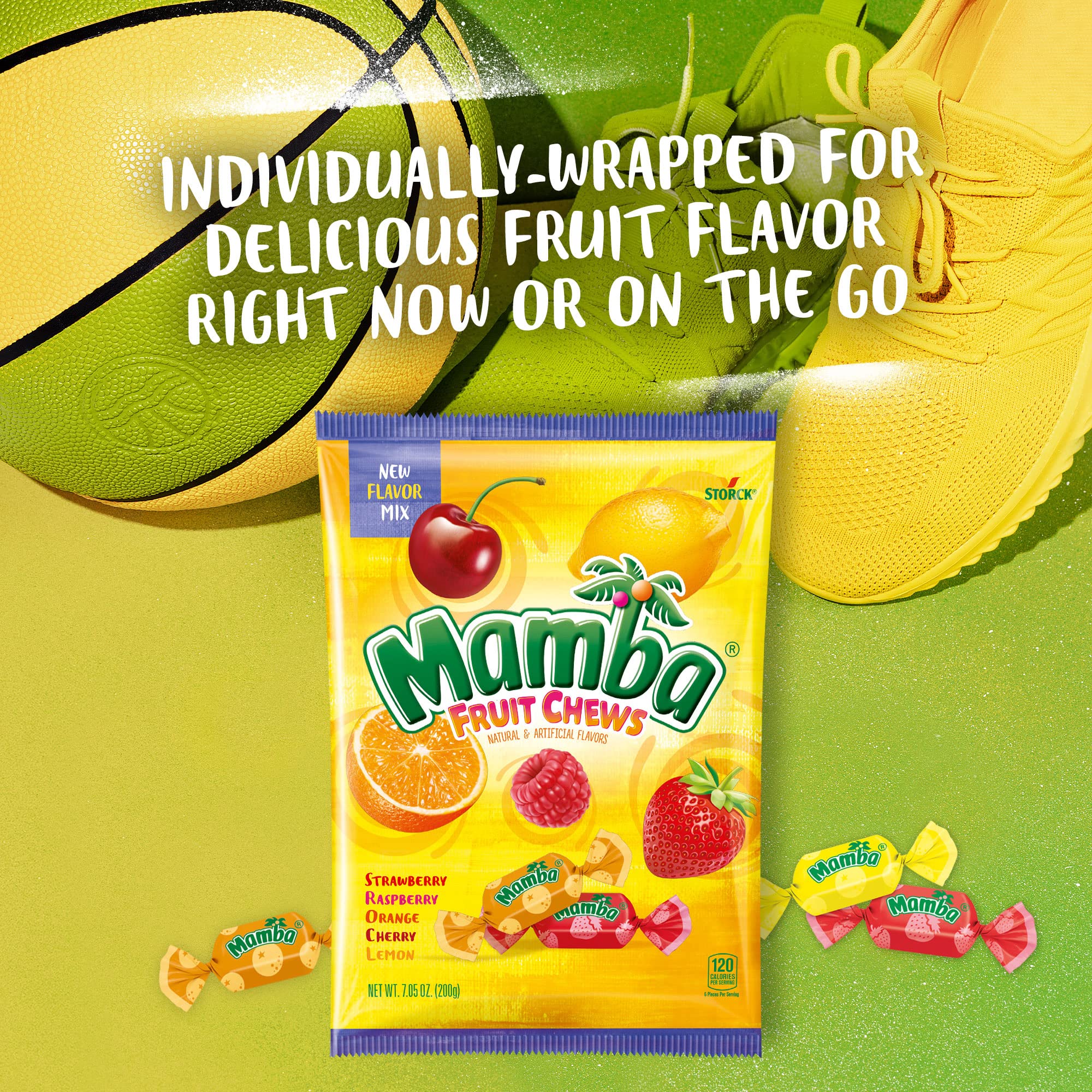 Mamba Candy Fruit Chews - Individually Wrapped Flavored Chews for Halloween, Parties, and Snacks - Assorted Flavors Variety Pack with Strawberry