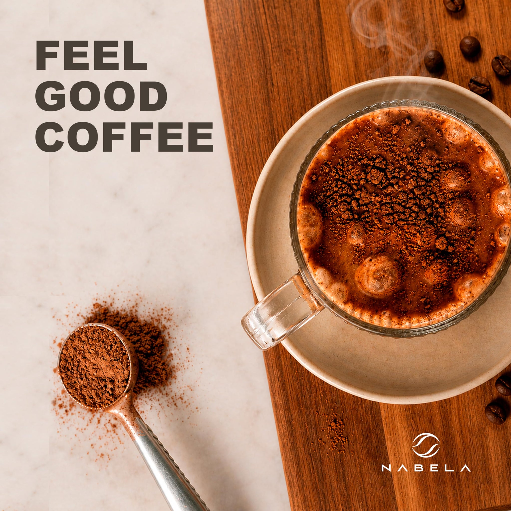 Nabela Mocha Mushroom Coffee - Instant Colombian & Arabic Roasted Blend with Lion's Mane, Chaga & Reishi - Focus & Energy Mushroom Powder - Delicious