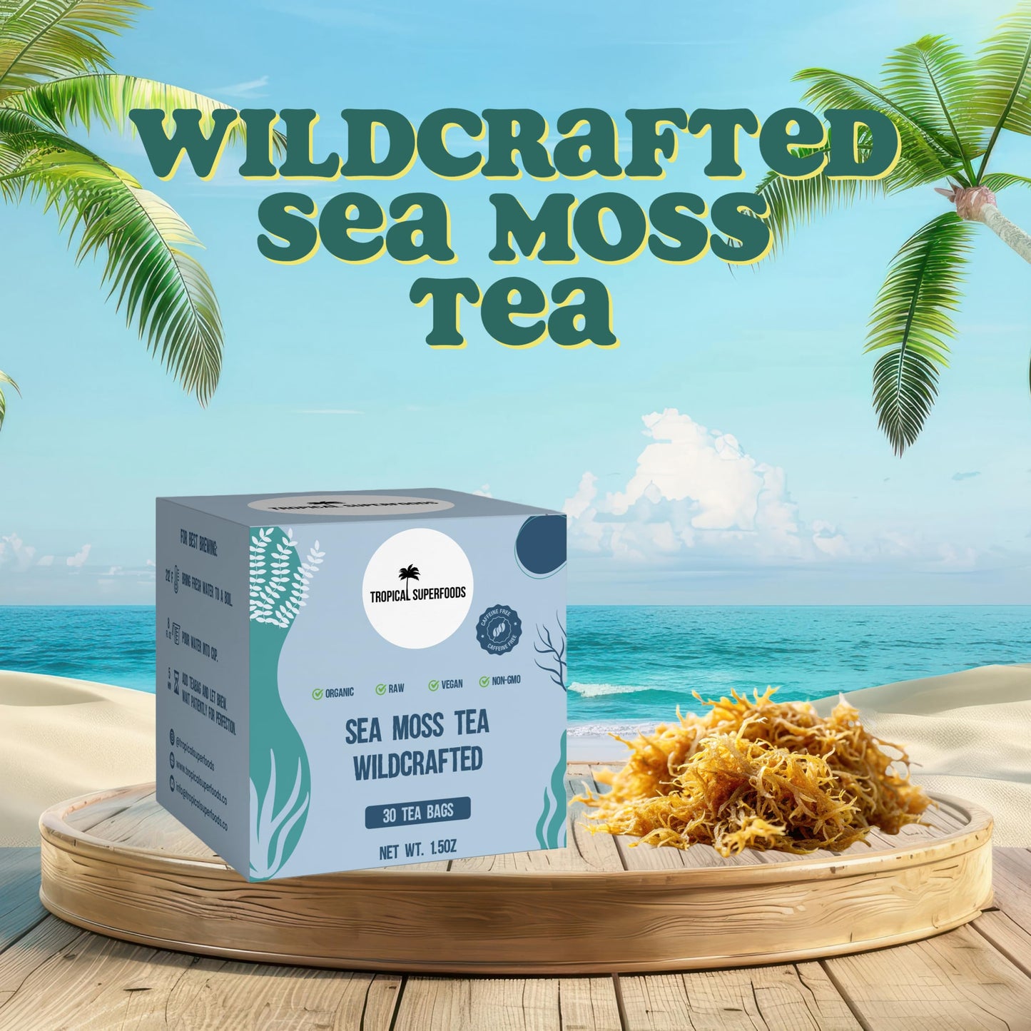 Sea Moss Tea, Pure Wildcrafted Organic Sea Moss Tea 92 Minerals - 30 Sea Moss Tea Bags