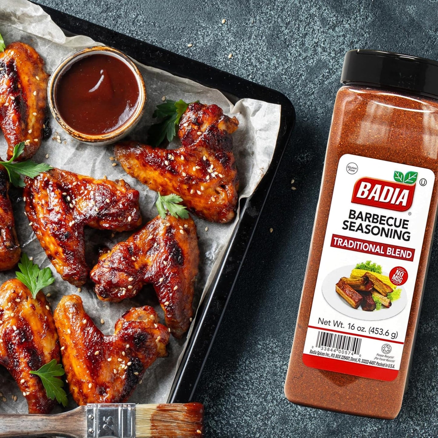 Badia Barbecue Seasoning Traditional Blend, 16 oz - Perfect for Ribs, Chicken, Steaks, Burgers, and Marinades - Bold Flavor for Backyard BBQ