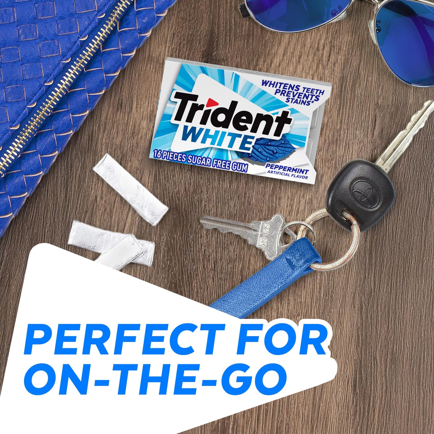Trident White Peppermint Sugar-Free Chewing Gum, 9 Packs of 16 Pieces (144 Total Pieces)