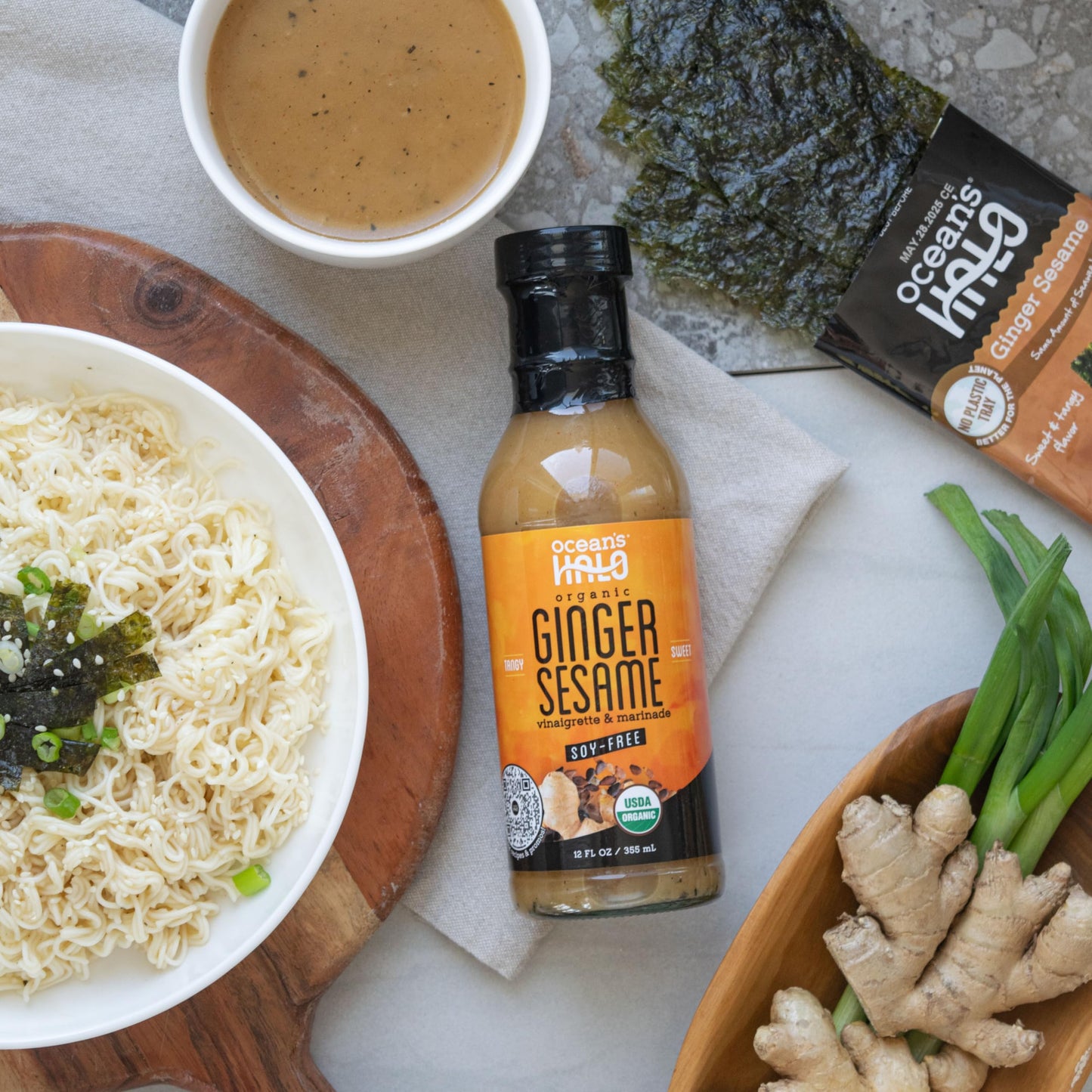 Ocean's Halo Organic Ginger Sesame Vinaigrette & Marinade, 12 fl oz, Soy-free