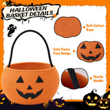 MELLBAY Halloween Basket, Pumpkin Trick or Treat Buckets, 2 Pcs