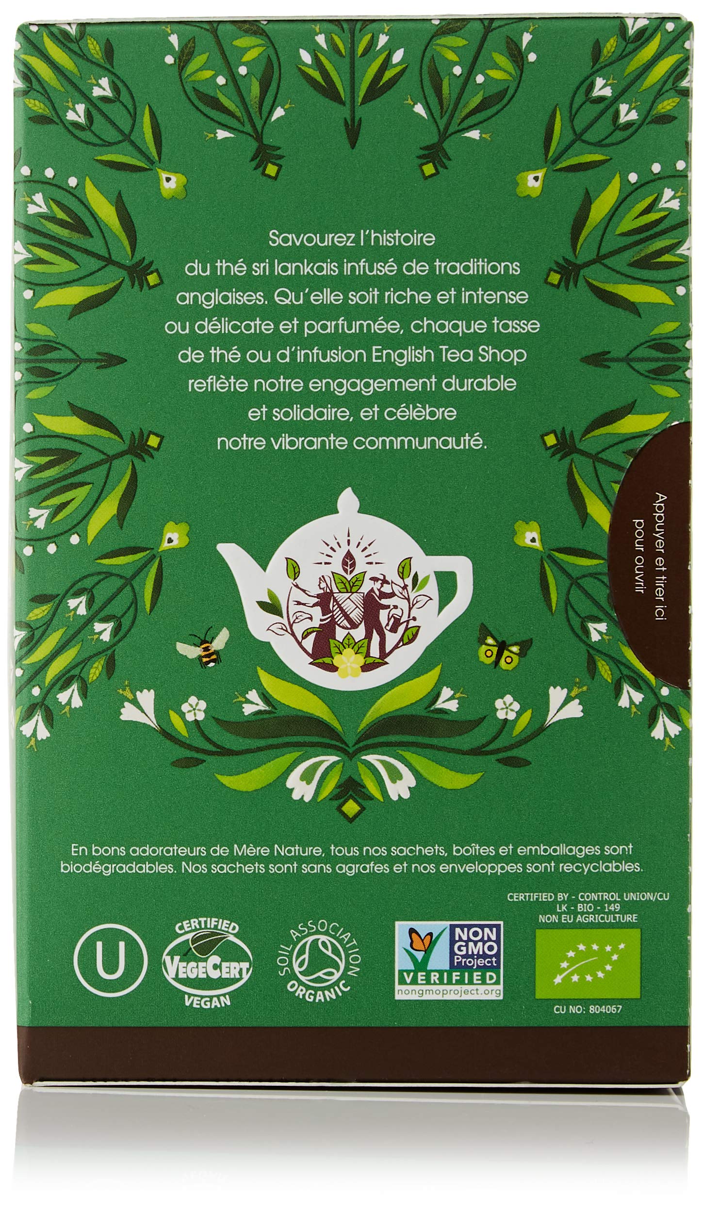 English Tea Shop Organic Sencha Green Tea - 20 Tea Bag Sachets, 30g