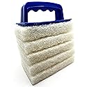 Handled Bath Scrubber 6 Piece Heavy Duty Cleaning Scrub Sponge Brush Bathroom Scouring Pads White Non-Scratch Remove Soap Scum Cleaning Shower Tile
