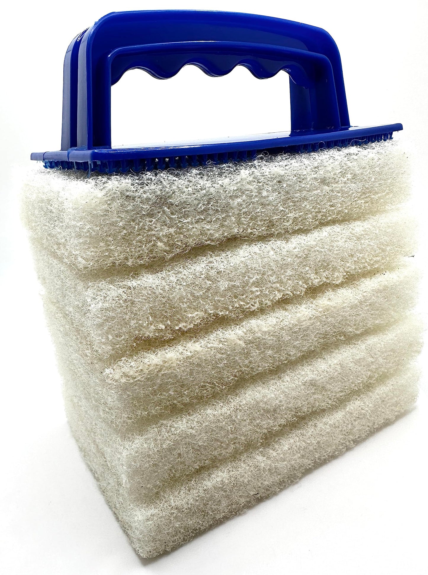 Handled Bath Scrubber 6 Piece Heavy Duty Cleaning Scrub Sponge Brush Bathroom Scouring Pads White Non-Scratch Remove Soap Scum Cleaning Shower Tile