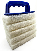 Handled Bath Scrubber 6 Piece Heavy Duty Cleaning Scrub Sponge Brush Bathroom Scouring Pads White Non-Scratch Remove Soap Scum Cleaning Shower Tile