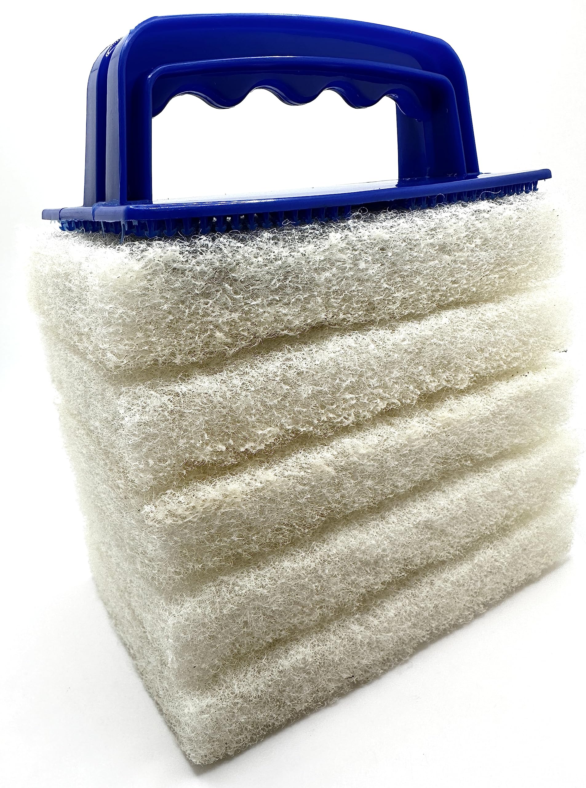 Handled Bath Scrubber 6 Piece Heavy Duty Cleaning Scrub Sponge Brush Bathroom Scouring Pads White Non-Scratch Remove Soap Scum Cleaning Shower Tile