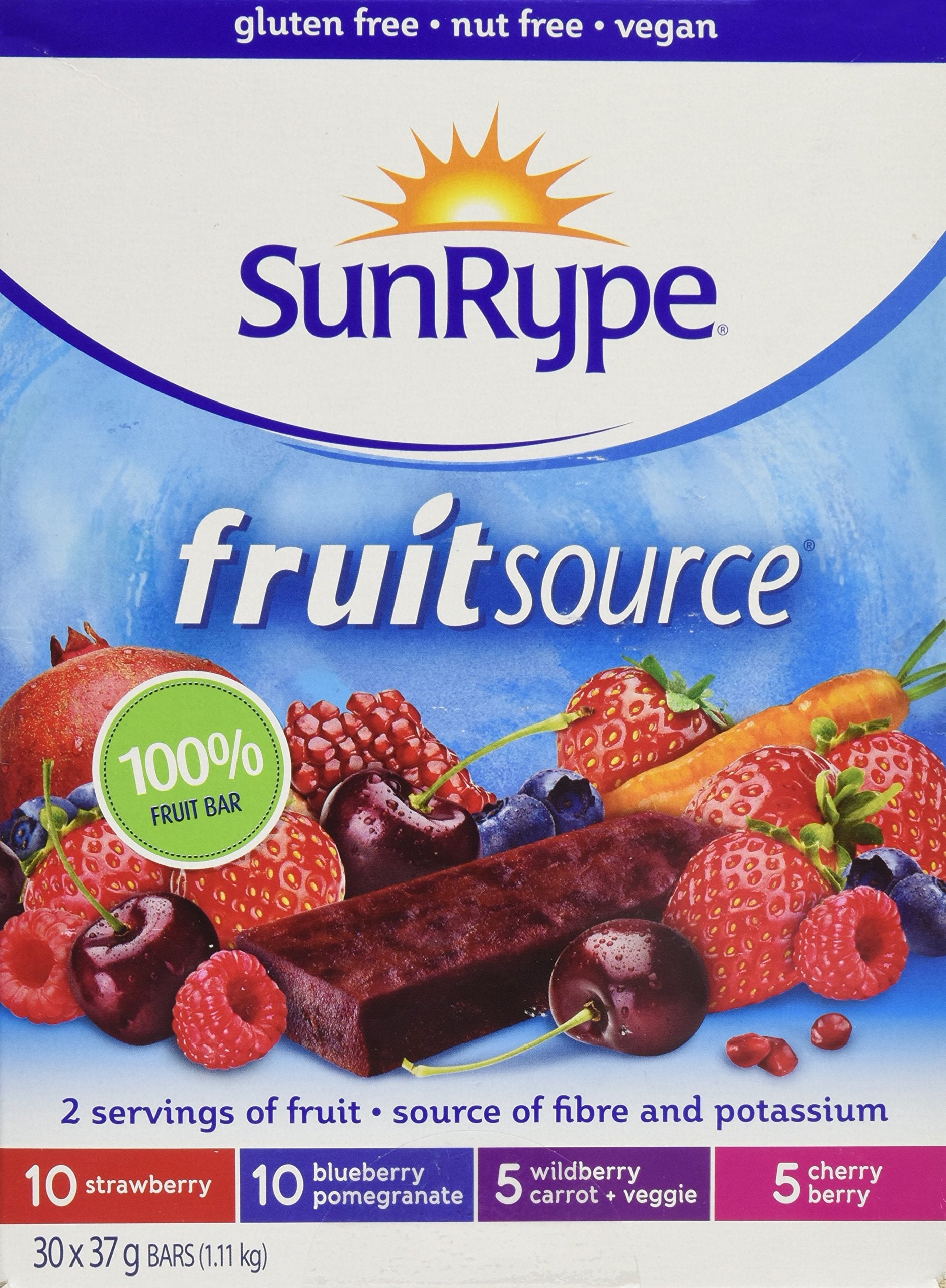 FRUITSOURCE 100 Percent Fruit Bar - Variety Pack of 30 X 37g Bars