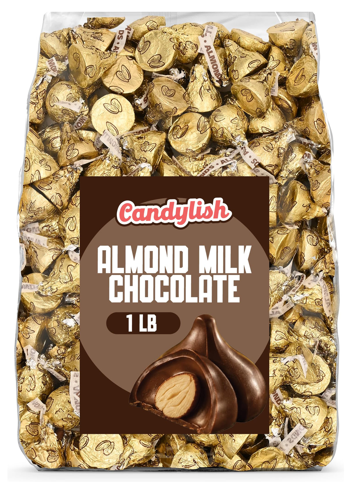 Milk Chocolate Almonds 1 lb., Gold Candy for Parties, Buffets & Gift Bags