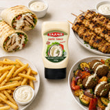 Tazah Lebanese Garlic Sauce 9.34 Fl Oz Squeezable Bottle Authentic Middle Eastern Creamy Garlic Dressing Great for Shawarma Falafel & More (??? Toum)