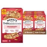 Nonni's THINaddictives Cranberry Almond Nut Cookies with Real Fruit, Sweet Crunchy & Chewy Crisps, 6 Boxes of 6 On-the-Go Packs (108 Cookies Total)