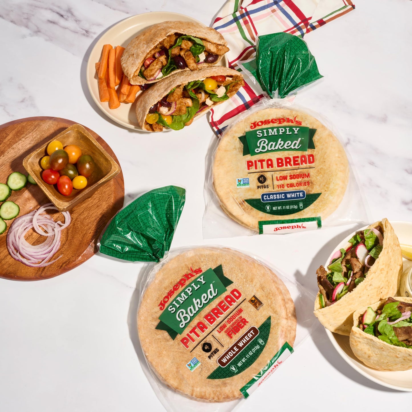 Joseph's Simply Baked Classic White Pita, 1-Pack | GMO Free, Vegan | Fresh Baked (4 Pitas per Pack, 11oz.)