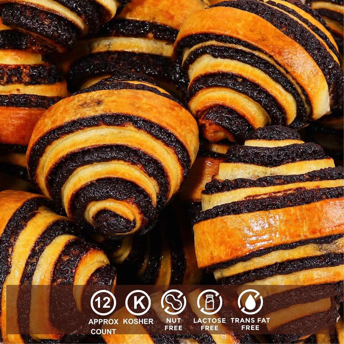 Rugelach Pastries | Chocolate Croissant | Chocolate Babka Bread | Breakfast Pastry | Coffee Snack| Kosher, Dairy & Nut Free | Holidays, Parties