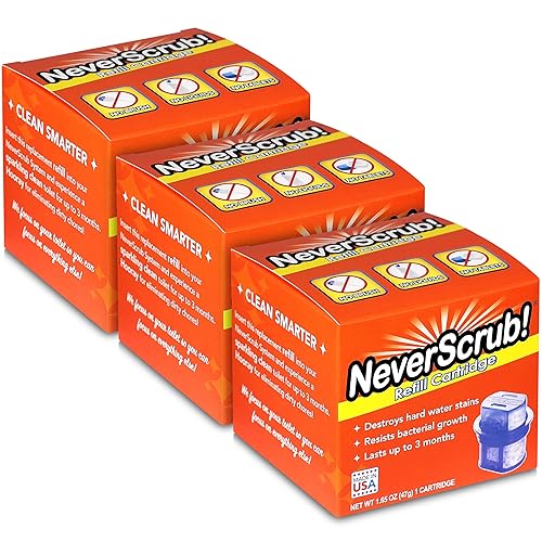 NeverScrub! Refill Cartridge Self Cleaning Toilet System - Replacement Cartridge for Automatic Toilet Bowl Cleaner - 1.65 oz, Lasts Up To 3-5 Months