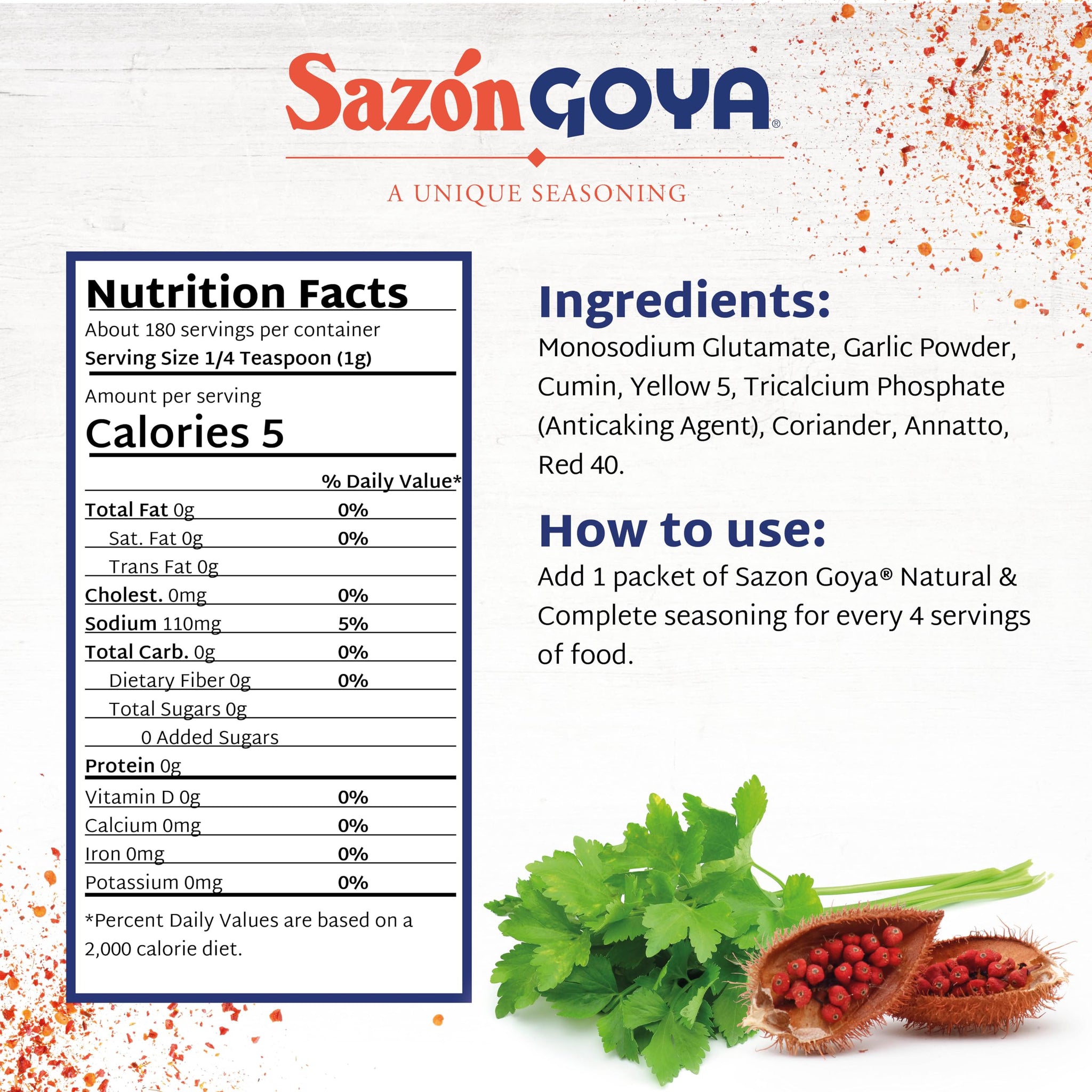 Goya Sazón Seasoning with Coriander & Annatto, Seafood, Pack of 3, 6.33 oz