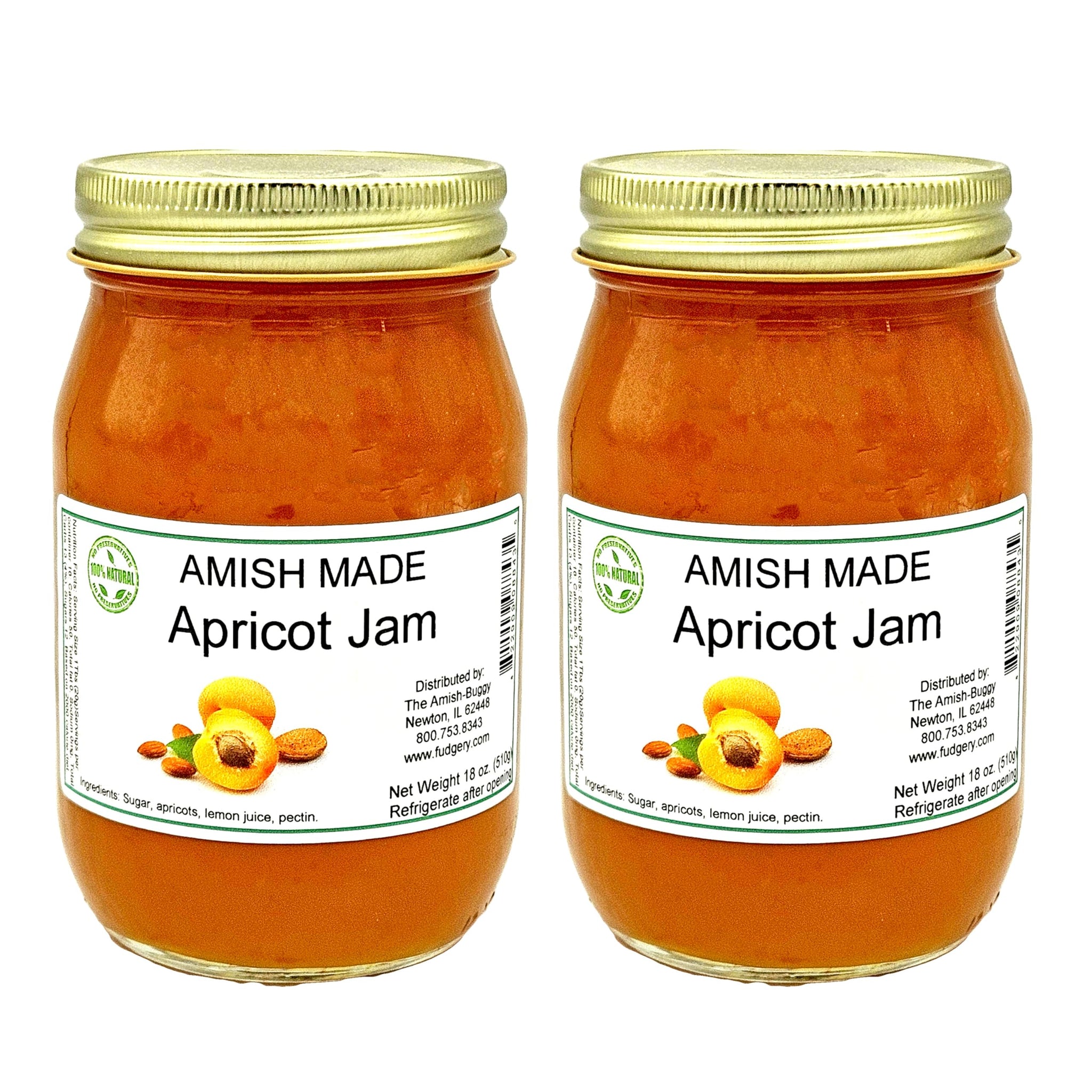 Amish Apricot Jam - Two 16 Oz Jars
