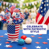 Patriotic Candy - 6 Pound Bulk Pack - 105 Count - 4th of July Lollipops - Red White and Blue Candy - Cherry, Vanilla, Blue Raspberry - Gum Filled Pops