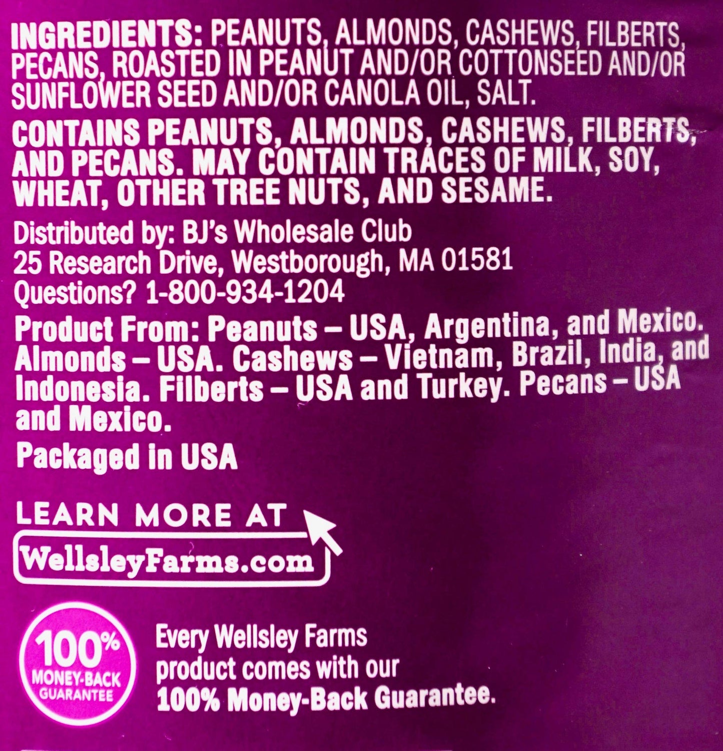 Wellsley Farms Mixed Nuts Roasted Net Wt 56 Oz