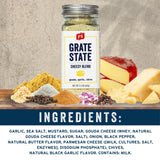PS Seasoning Grate State Cheesy Blend Seasoning, Garlic Parmesan Mix for Mac and Cheese, Pasta, Fries, and More, Wisconsin-Crafted Zero Calorie