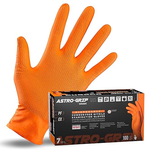 Astro Grip Powder-Free Nitrile Disposable Glove, Medium Size, Full Case (10 Boxes of 100)
